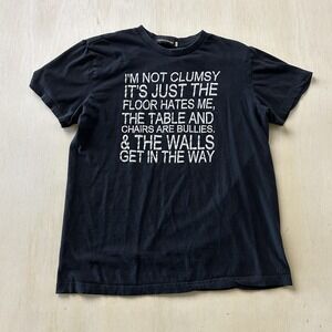 Y2K Fancyqube Shirt Mens XL Black I'm Not Clumsy Funny Quote Tee T-Shirt